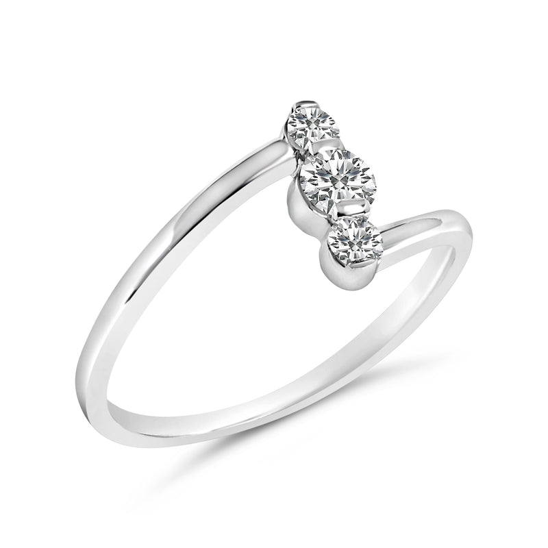 Bids.com 10K White Gold 1/4 Cttw Lab Grown Diamond Vertical Three Stone Ring Rings
