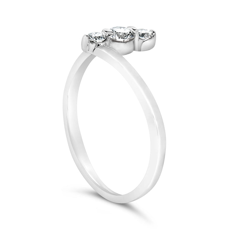 Bids.com 10K White Gold 1/4 Cttw Lab Grown Diamond Vertical Three Stone Ring Rings