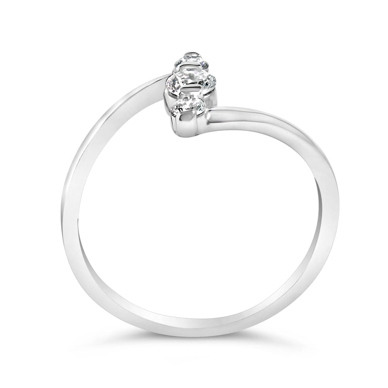 Bids.com 10K White Gold 1/4 Cttw Lab Grown Diamond Vertical Three Stone Ring Rings