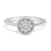 Bids.com Sterling Silver 1/4 Cttw Diamond Floral Round Braided Ring Rings