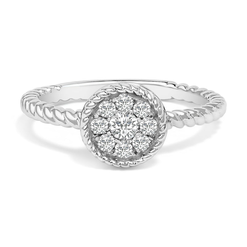 Bids.com Sterling Silver 1/4 Cttw Diamond Floral Round Braided Ring Rings
