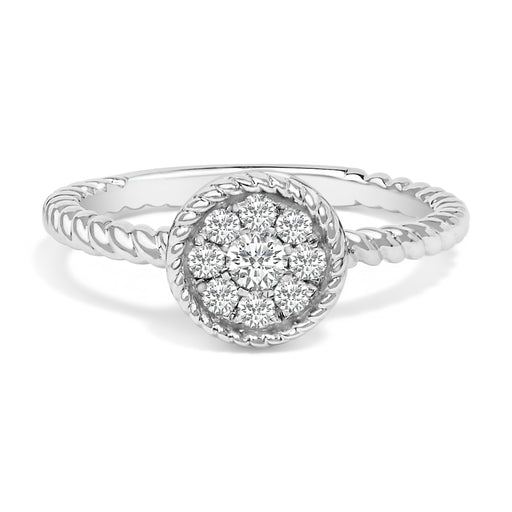 Bids.com Sterling Silver 1/4 Cttw Diamond Floral Round Braided Ring Rings