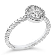 Bids.com Sterling Silver 1/4 Cttw Diamond Floral Round Braided Ring Rings