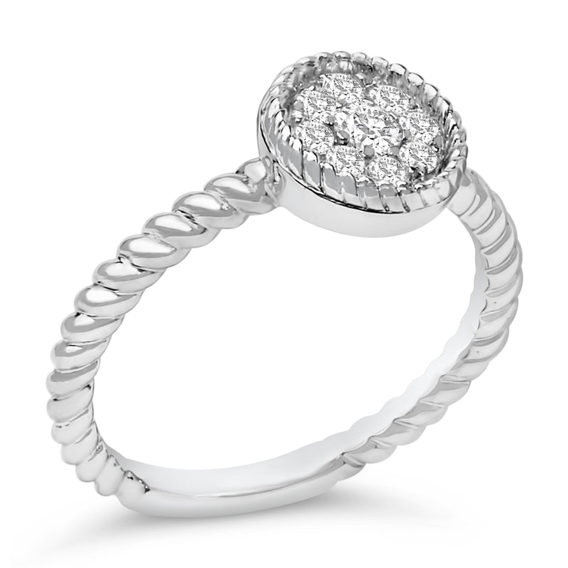 Bids.com Sterling Silver 1/4 Cttw Diamond Floral Round Braided Ring Rings