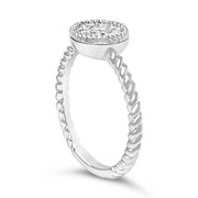 Bids.com Sterling Silver 1/4 Cttw Diamond Floral Round Braided Ring Rings