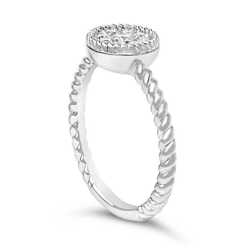 Bids.com Sterling Silver 1/4 Cttw Diamond Floral Round Braided Ring Rings
