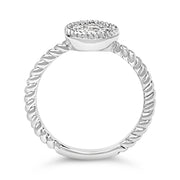 Bids.com Sterling Silver 1/4 Cttw Diamond Floral Round Braided Ring Rings