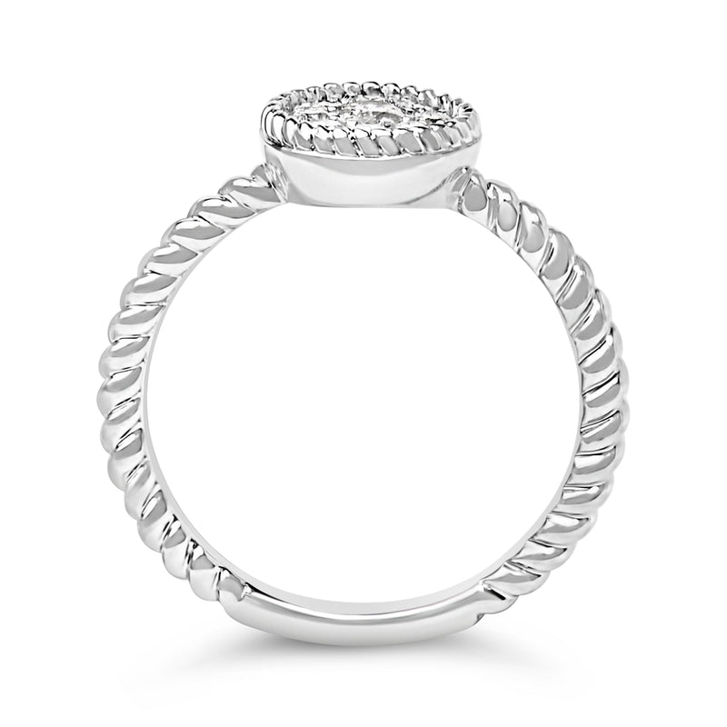 Bids.com Sterling Silver 1/4 Cttw Diamond Floral Round Braided Ring Rings