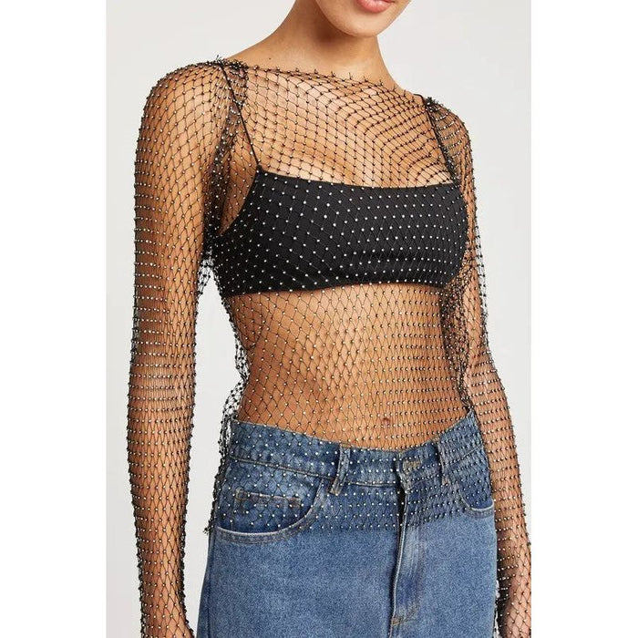 RHINESTONES NET TOP