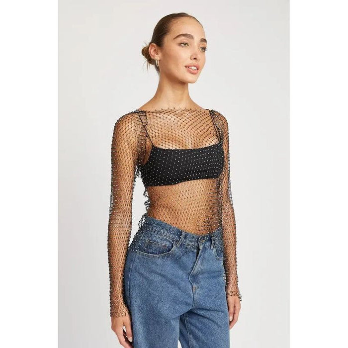 RHINESTONES NET TOP