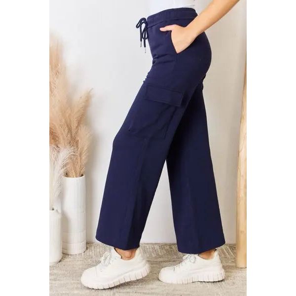 RISEN Drawstring Relaxed Cargo Wide Leg Pants