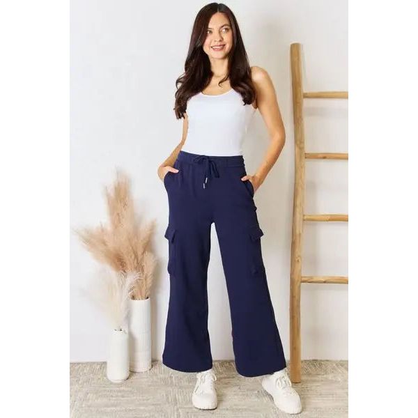 RISEN Drawstring Relaxed Cargo Wide Leg Pants