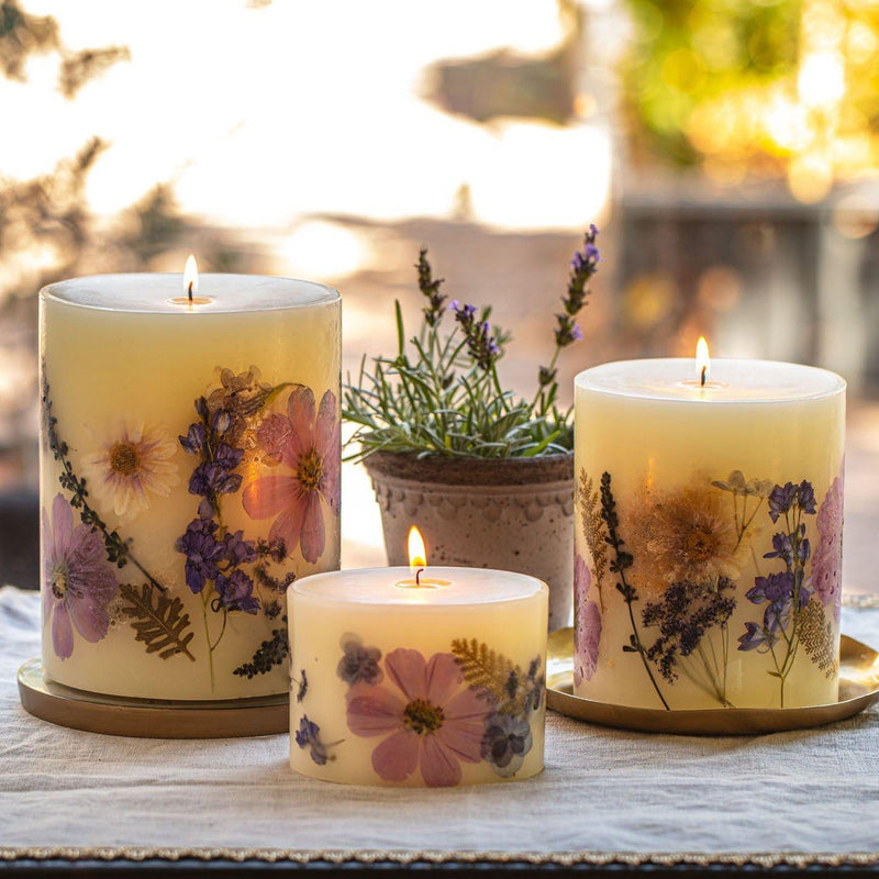 Rosy Rings Roman Lavender Small Round Botanical Candle Small Botanical Candle