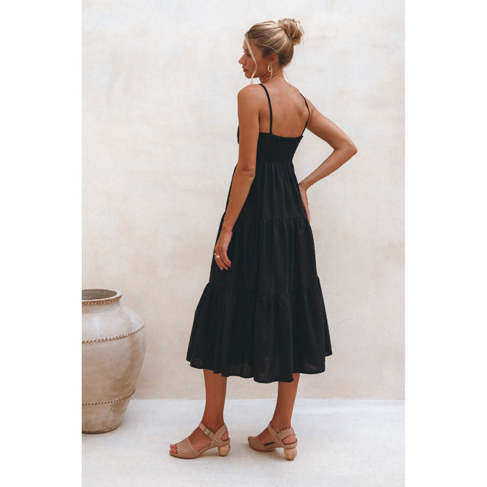 Rafaela Strappy Linen Midi Dress