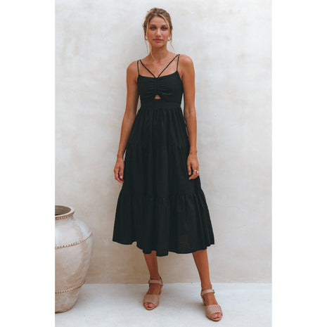 Rafaela Strappy Linen Midi Dress