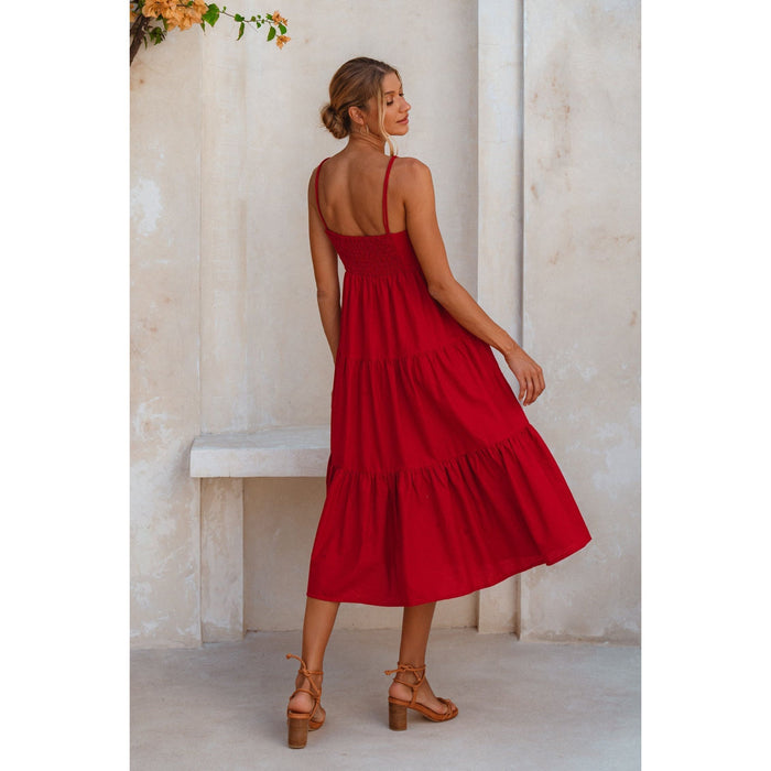 Rafaela Strappy Linen Midi Dress