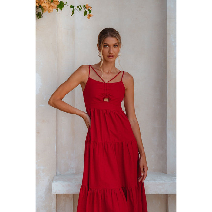 Rafaela Strappy Linen Midi Dress