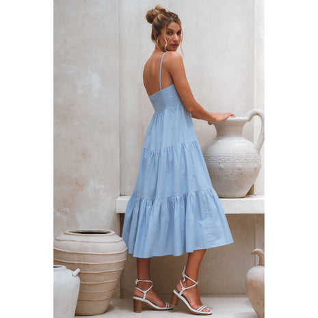 Rafaela Strappy Linen Midi Dress