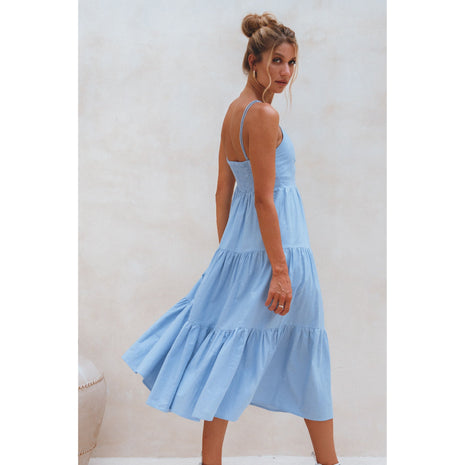 Rafaela Strappy Linen Midi Dress