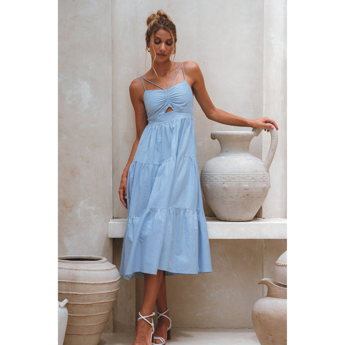 Rafaela Strappy Linen Midi Dress