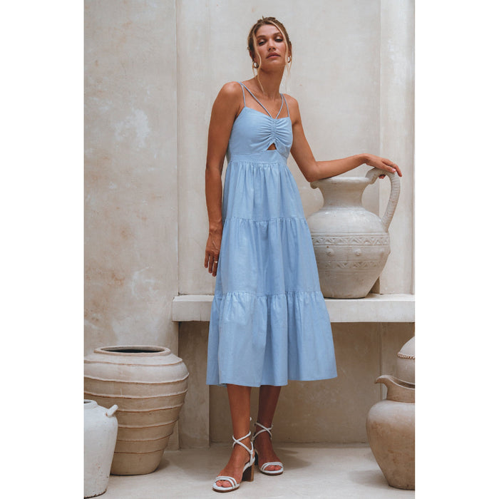 Rafaela Strappy Linen Midi Dress