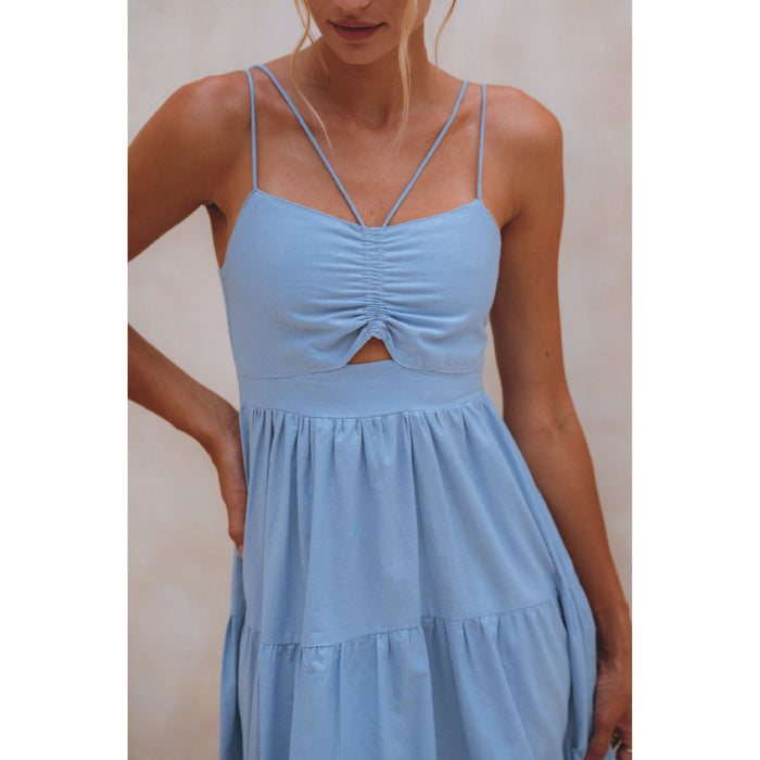 Rafaela Strappy Linen Midi Dress