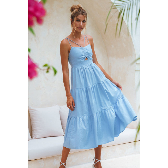 Rafaela Strappy Linen Midi Dress