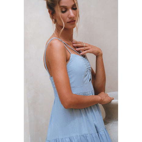 Rafaela Strappy Linen Midi Dress