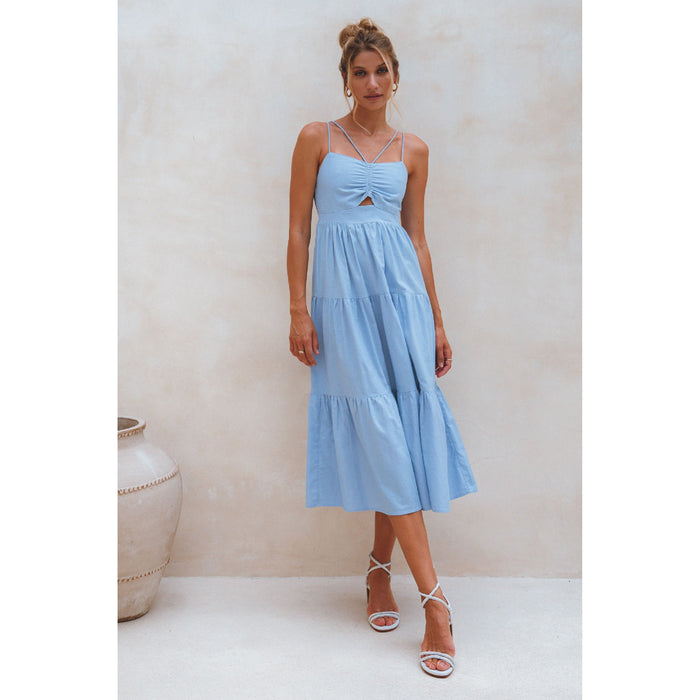 Rafaela Strappy Linen Midi Dress