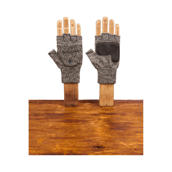 Charcoal Melange Convertible Fingerless 'Glomitt' with Black Deerskin