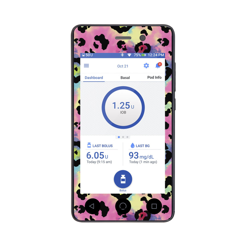 Peelz Rainbow Leopard Sticker for Omnipod DASH® PDM – Pump Peelz Peelz/Stickers