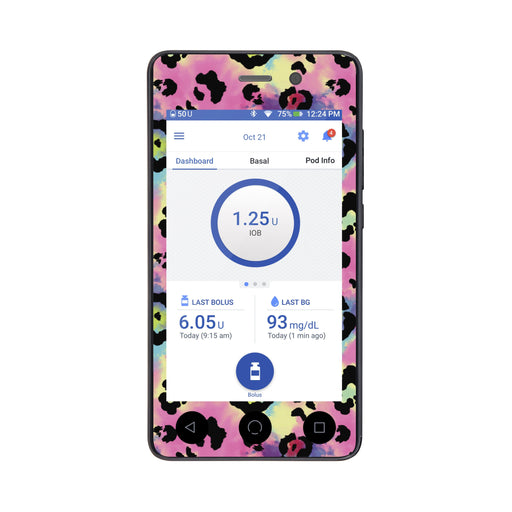 Peelz Rainbow Leopard Sticker for Omnipod DASH® PDM – Pump Peelz Peelz/Stickers