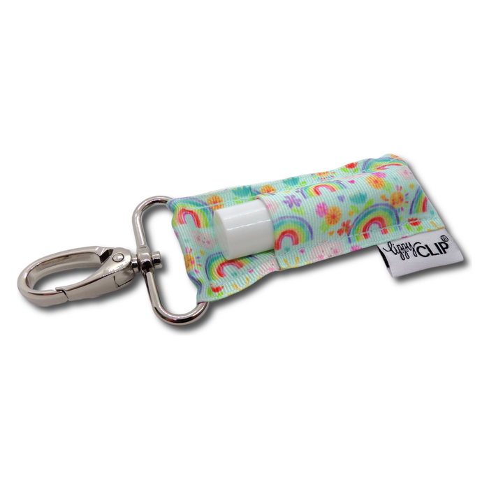 Rainbows on Aqua LippyClip® Lip Balm Holder