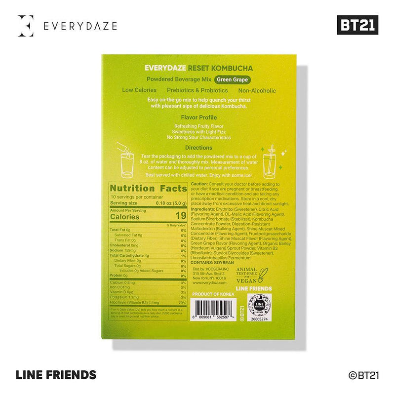 Masksheets BT21 RESET KOMBUCHA- Green Grape Health