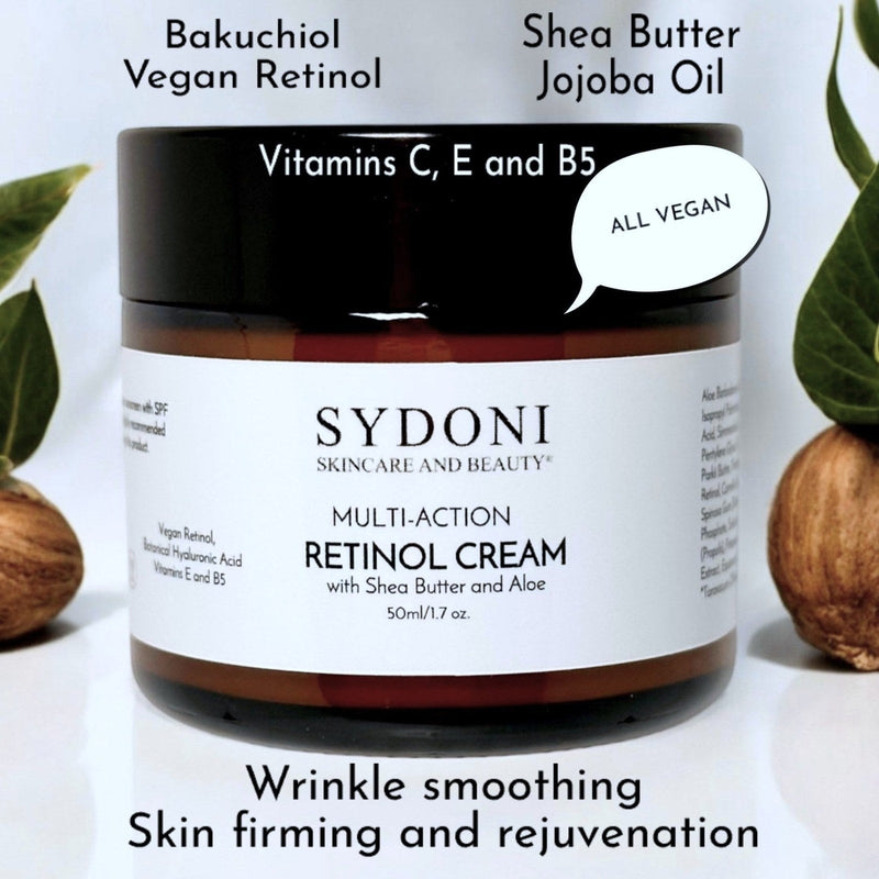 Sydoni Skincare and Beauty MULTI ACTION RETINOL CREAM with SHEA BUTTER, ALOE and VITAMIN B5 1.7 FL. OZ. Moisturizer