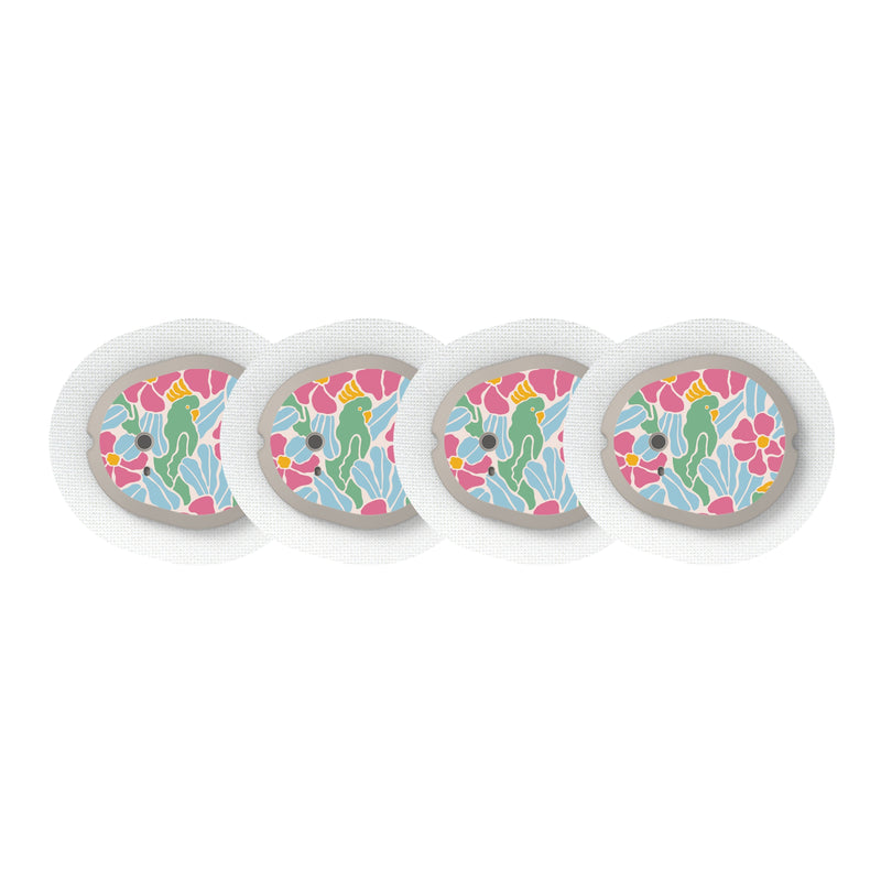 Peelz Retro Parrots Designed for the DEXCOM G7 and Stelo Transmitter Peelz/Stickers