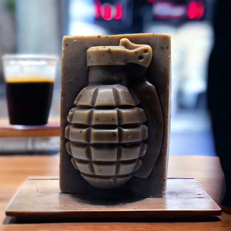 kbarsoapco Reveille Natural Coffee Grenade Soap