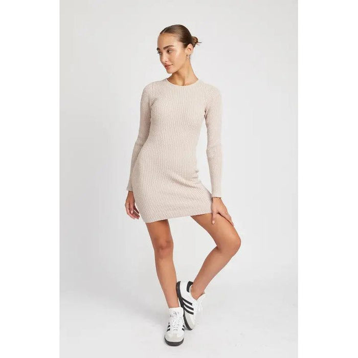 Ribbed Long Sleeve Mini Dress