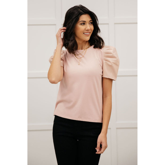 Rock On Puff Sleeve Top in Blush