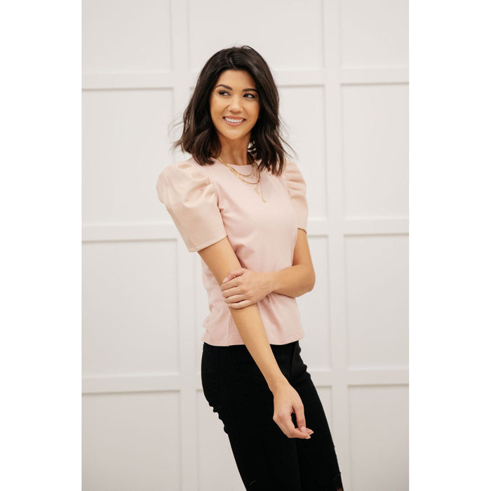 Rock On Puff Sleeve Top in Blush