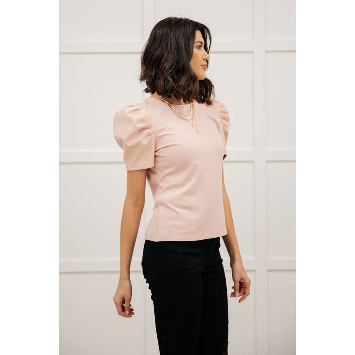 Rock On Puff Sleeve Top in Blush