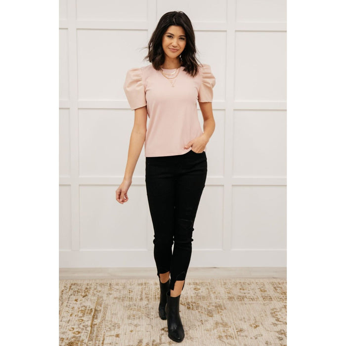 Rock On Puff Sleeve Top in Blush