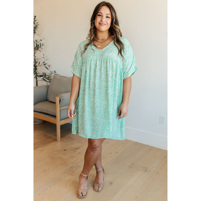 Rodeo Lights Dolman Sleeve Dress in Mint Floral