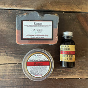 Soaplicity Bearded Trio Gift Set with Hard Wired Beard Oil, Balm, & Body Soap Bar Bundles