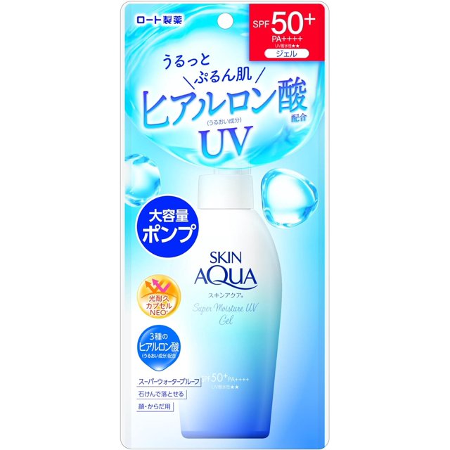 AsiaBeautyMall Rohto Skin Aqua UV Super Moisture Gel SPF 50+ PA++++ (With Pump) New Version Sunscreen