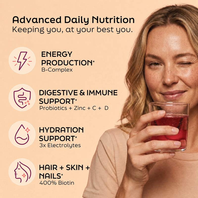 Root'd Advanced Daily Nutrition - Formulated for Her Multivitamin Peach Puff Raspberry-Acai / 15 Pack,Raspberry-Acai / 30 Pack,Raspberry-Acai / 60 Pack,Raspberry-Acai / 90 Pack,Raspberry-Acai / His & Her Bundle-30 Hers + 30 His,Bright-Strawberry / 15 Pack,Bright-Strawberry / 30 Pack,Bright-Strawberry / 60 Pack,Bright-Strawberry /