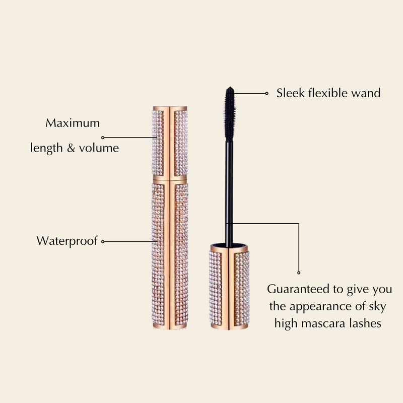 EpiLynx Mega Volume Vegan Mascara – Smudge-Proof with Handmade Diamond Case