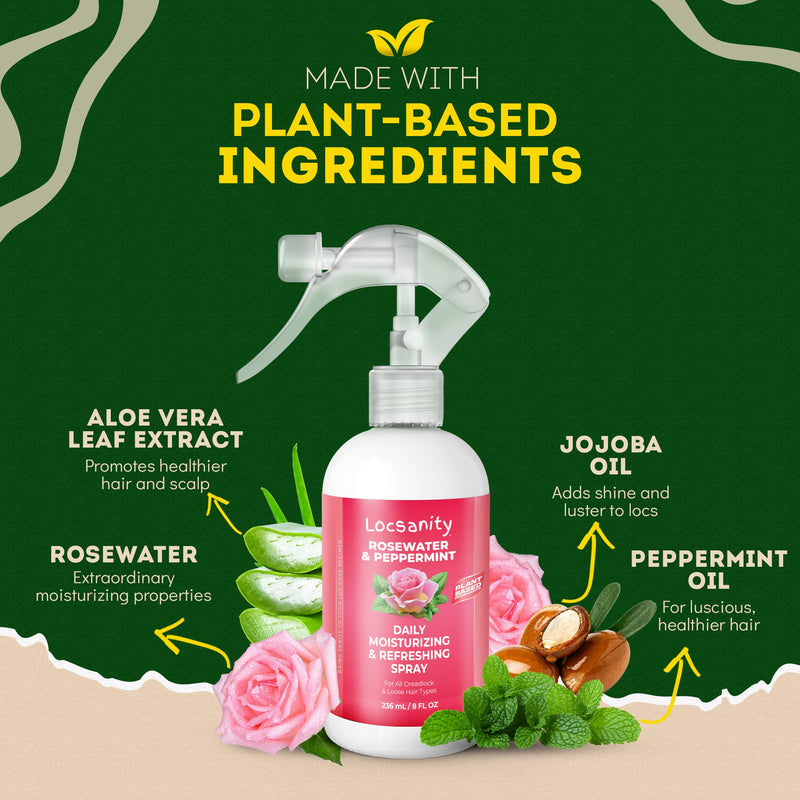 Locsanity Rosewater and Peppermint Daily Moisturizing/Refreshing Spray Locking & Tightening & Moisturizing