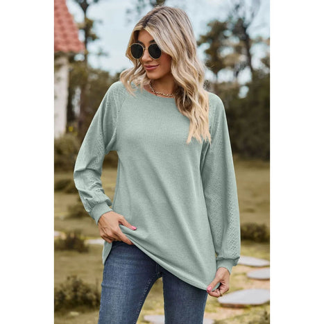 Round Neck Raglan Sleeve Sweatshirt