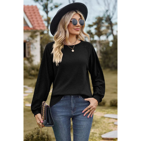 Round Neck Raglan Sleeve Sweatshirt